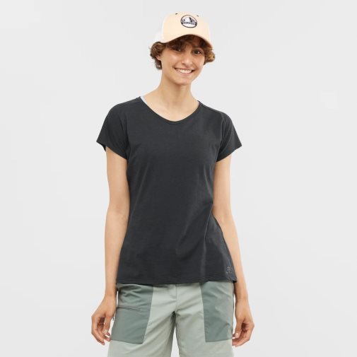 Black Salomon Essential Shaped Short Sleeve Women's T-Shirts | PH 09126B